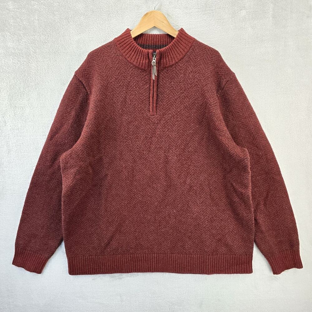 Pendleton Washable Wool 1/4 Zip Sweatshirt Mens XXL Red Mock Neck Knit Pullover